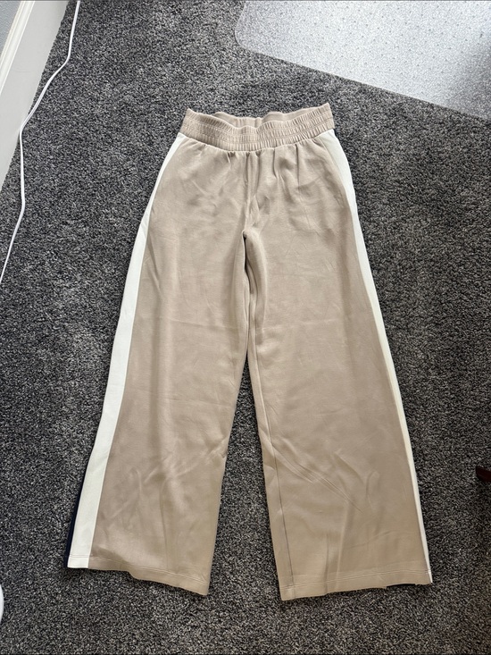 SPANX Pants - Spanx Wide Leg Track Pants with Side Stripe - Beige